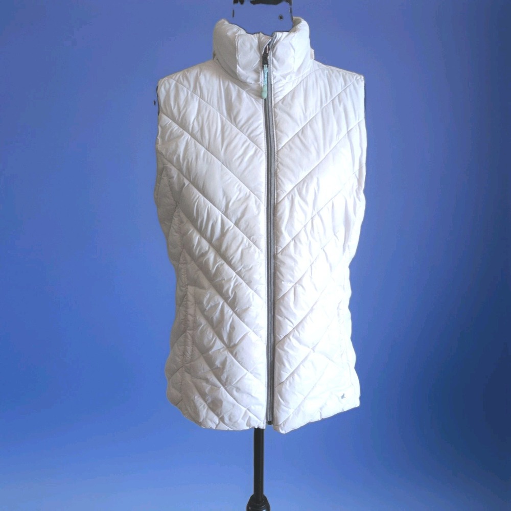 Tek Gear Vest White Nylon Light Weight Full Zip Closure Sz Medium Tek Gear GUC